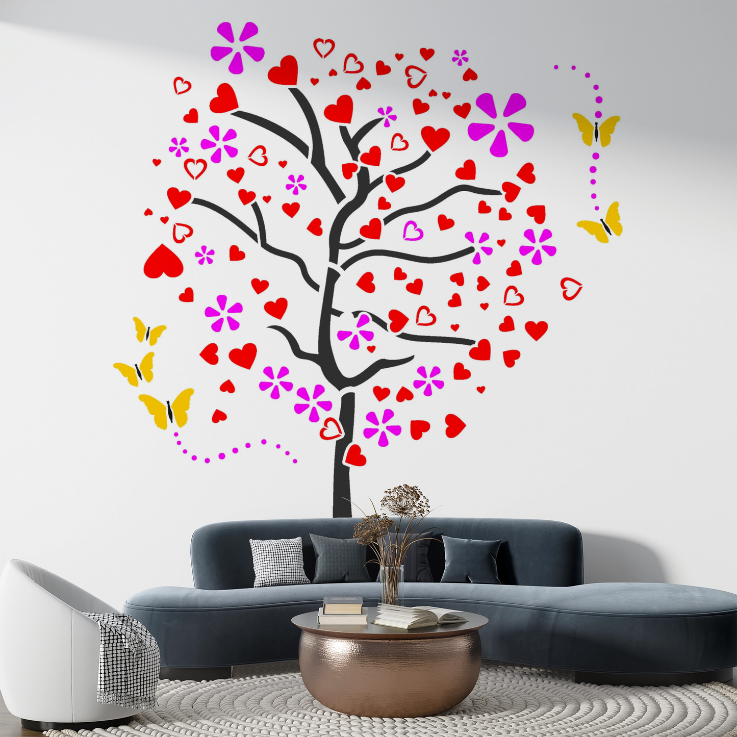 MaxxxMart - Trees With Butterfly Wall Stencil (Inches)