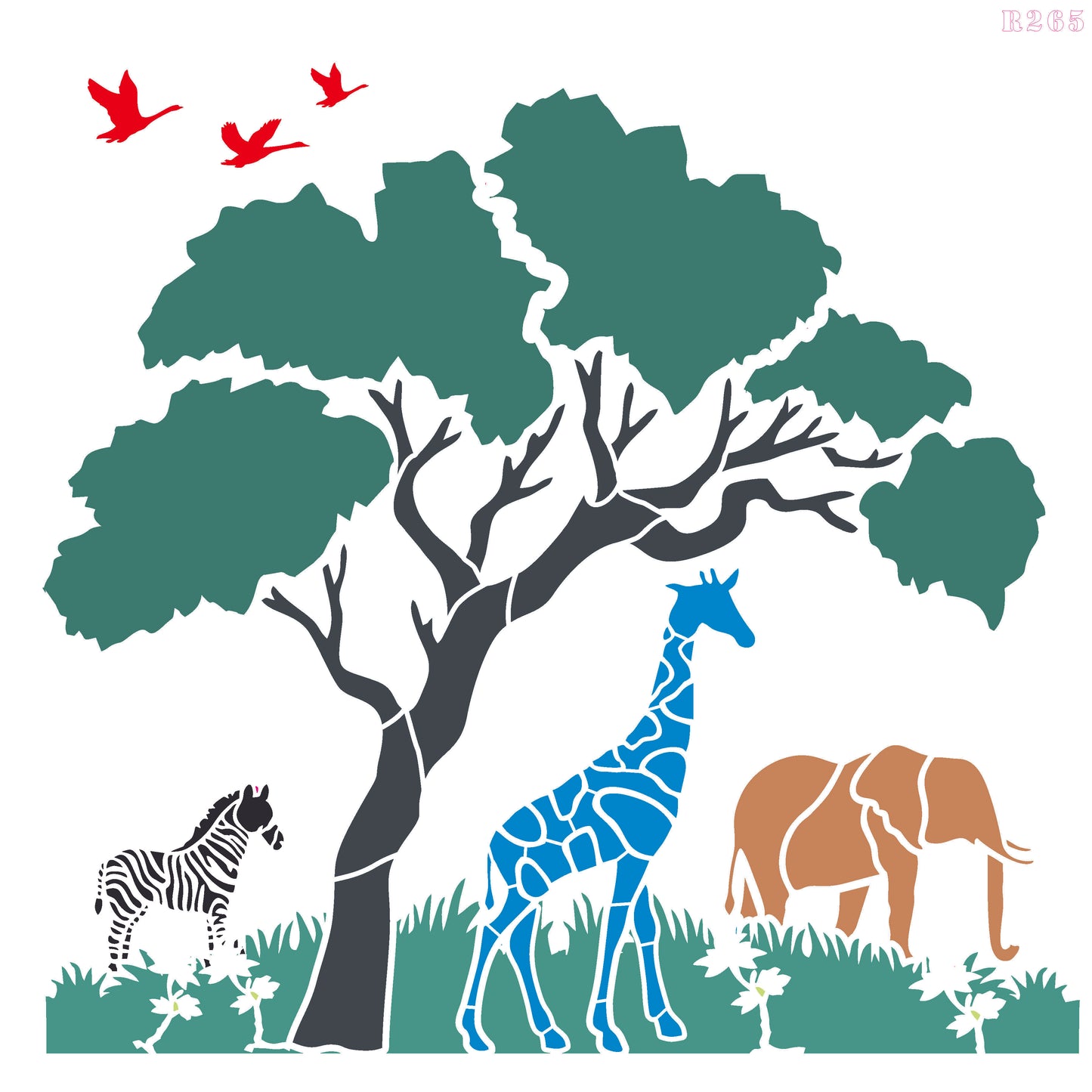 MaxxxMart - Eagle and Animals In Forest Wall Stencil (Inches)