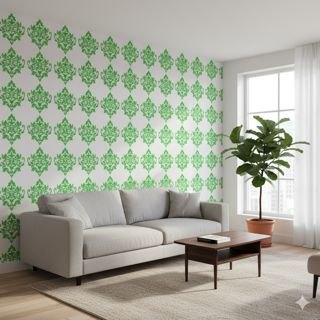 MaxxxMart - Damask Pattern Wall Stencil