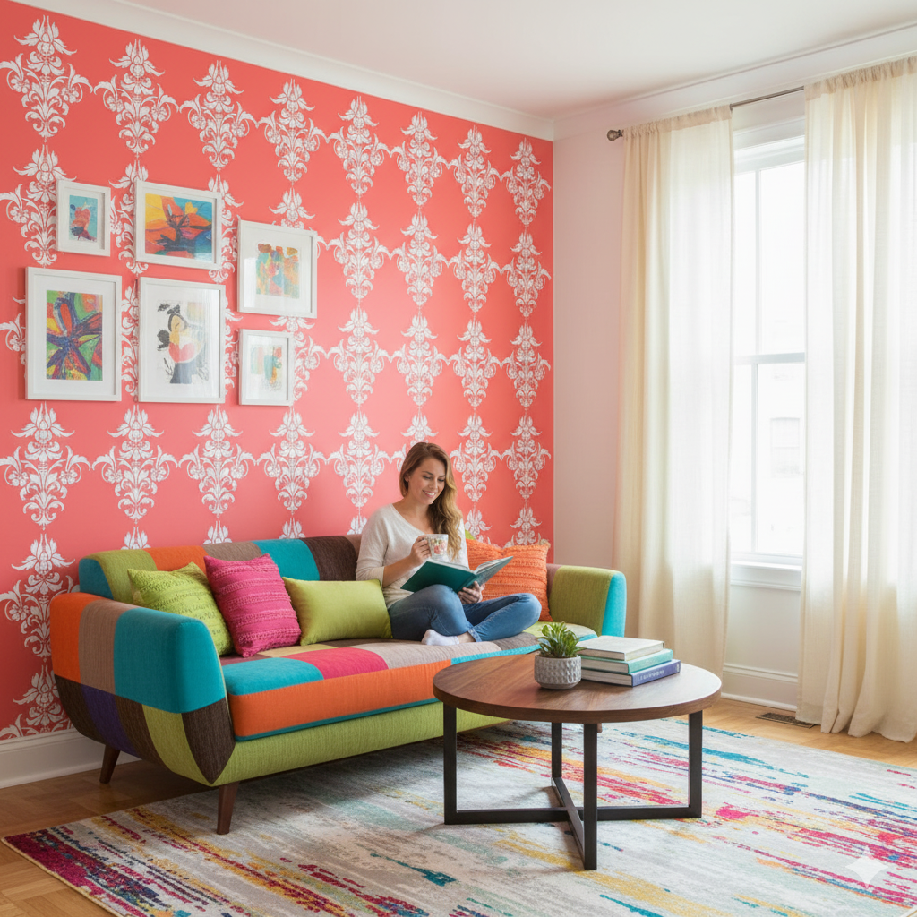 MaxxxMart - Damask Pattern Wall Stencil