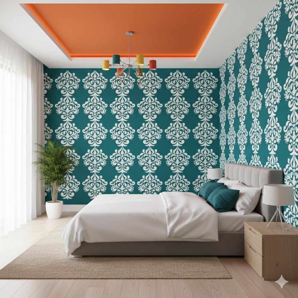 MaxxxMart - Damask Pattern-1 Wall Stencil(Inches)