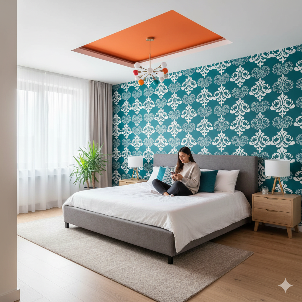 MaxxxMart - Damask Pattern-1 Wall Stencil(Inches)