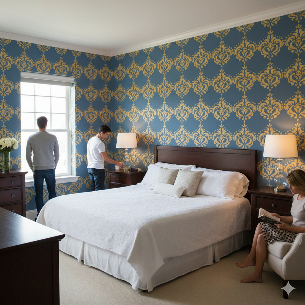 MaxxxMart - Damask Pattern-1 Wall Stencil(Inches)