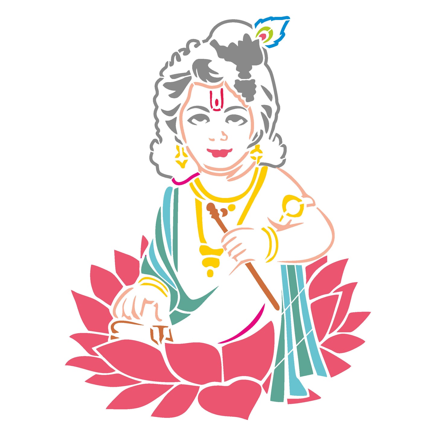 MaxxxMart - Ganesha, Lord Krishna & Buddha Wall Stencil(Inches)