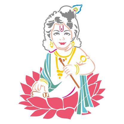 MaxxxMart - Ganesha, Lord Krishna & Buddha Wall Stencil(Inches)