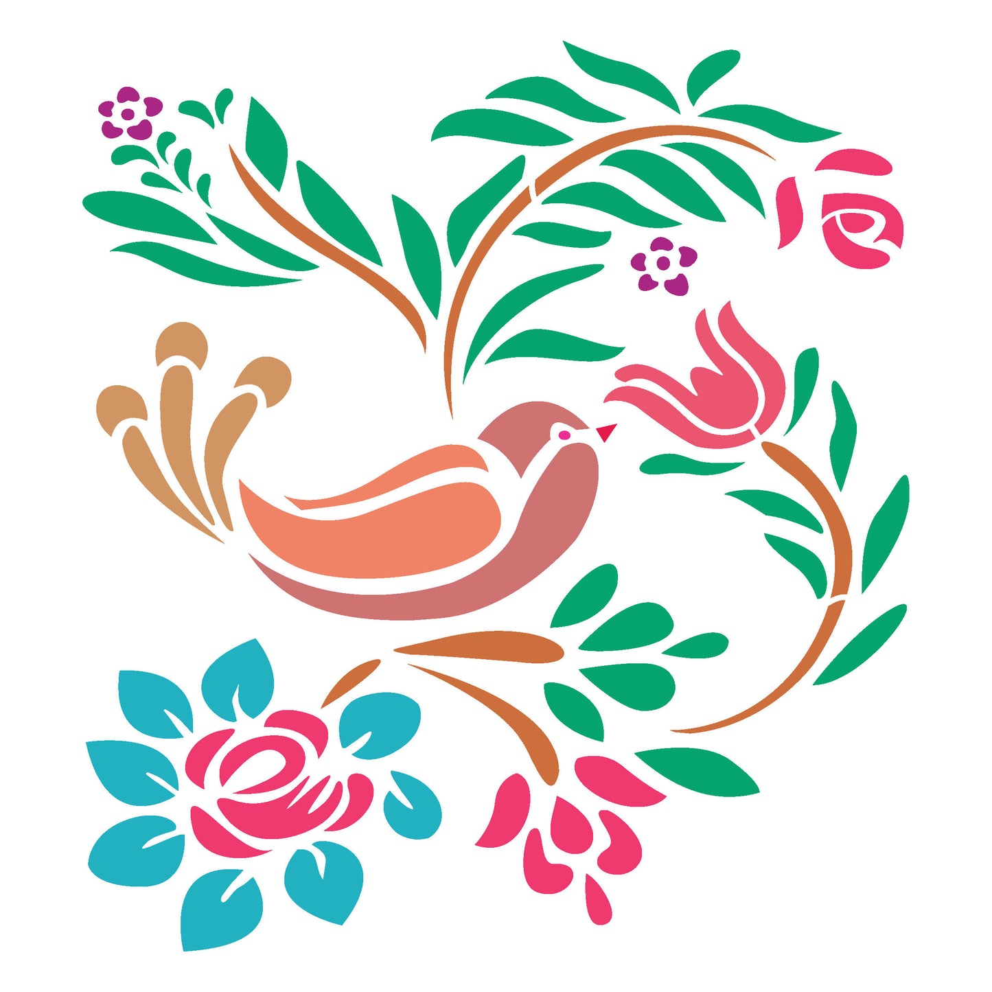 MaxxxMart - Birds And Peacock Theme Wall Stencil(Inches)