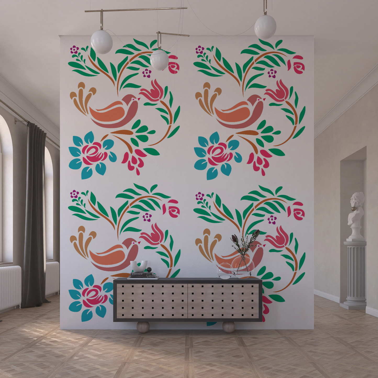 MaxxxMart - Birds And Peacock Theme Wall Stencil(Inches)