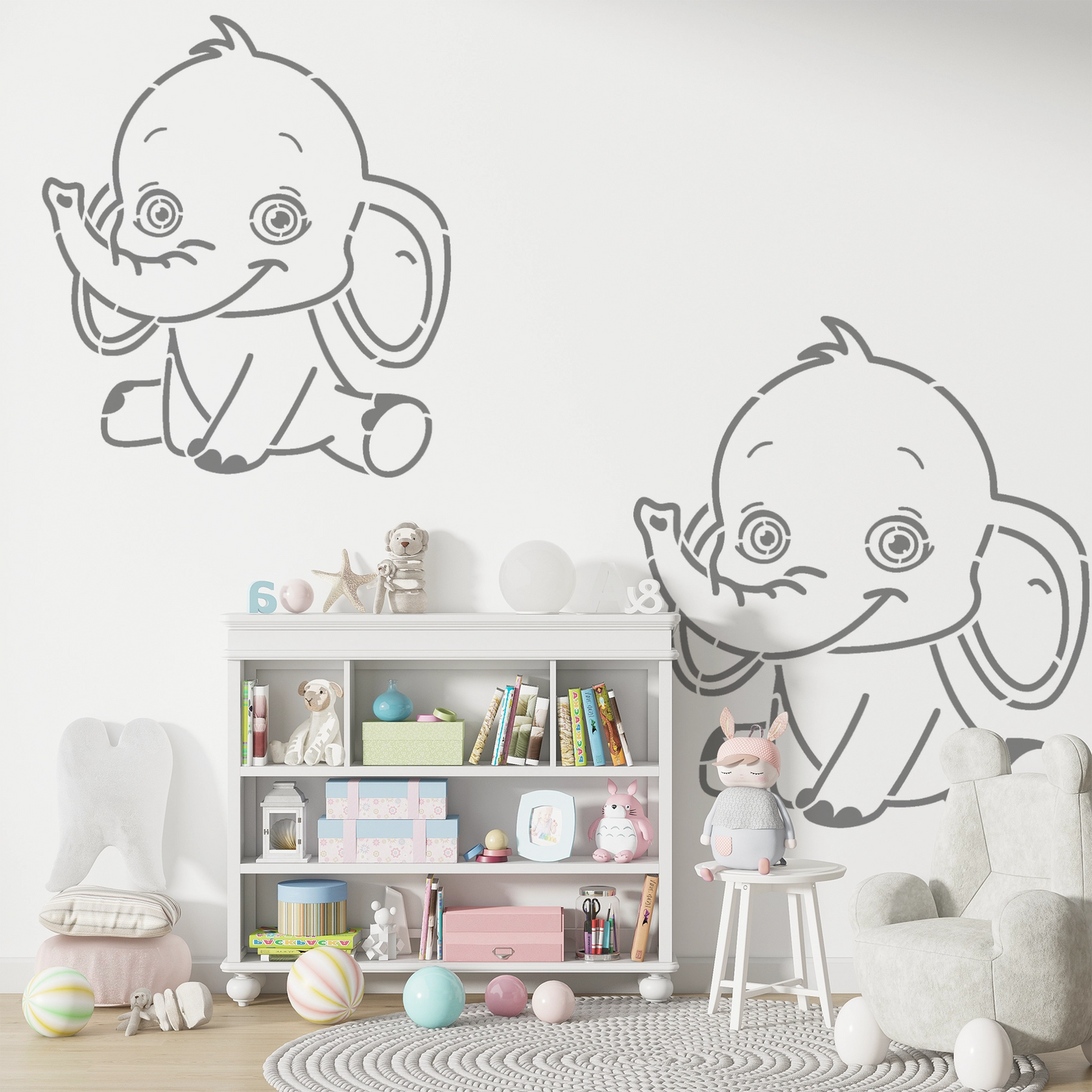 MaxxxMart - Horse And Elephant Wall Stencil(Inches)