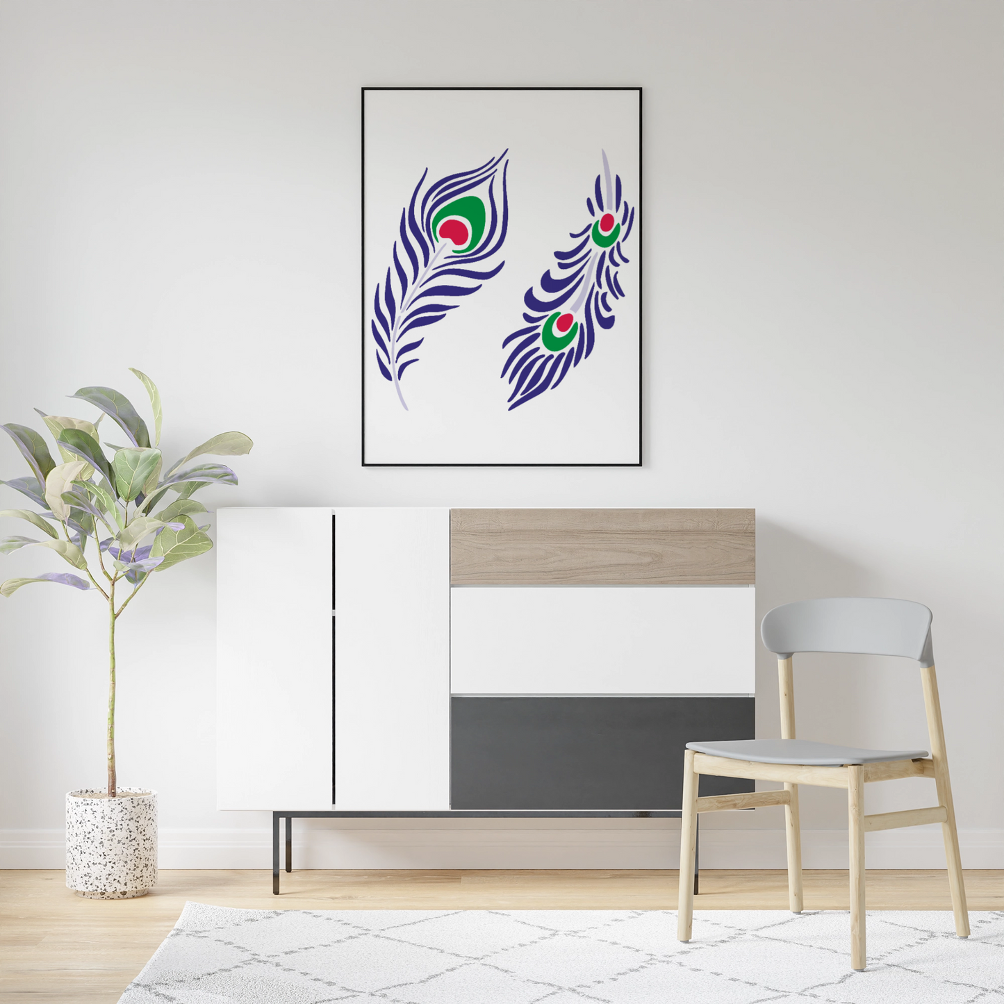 MaxxxMart - Peacock Feather Wall Stencil(Inches)