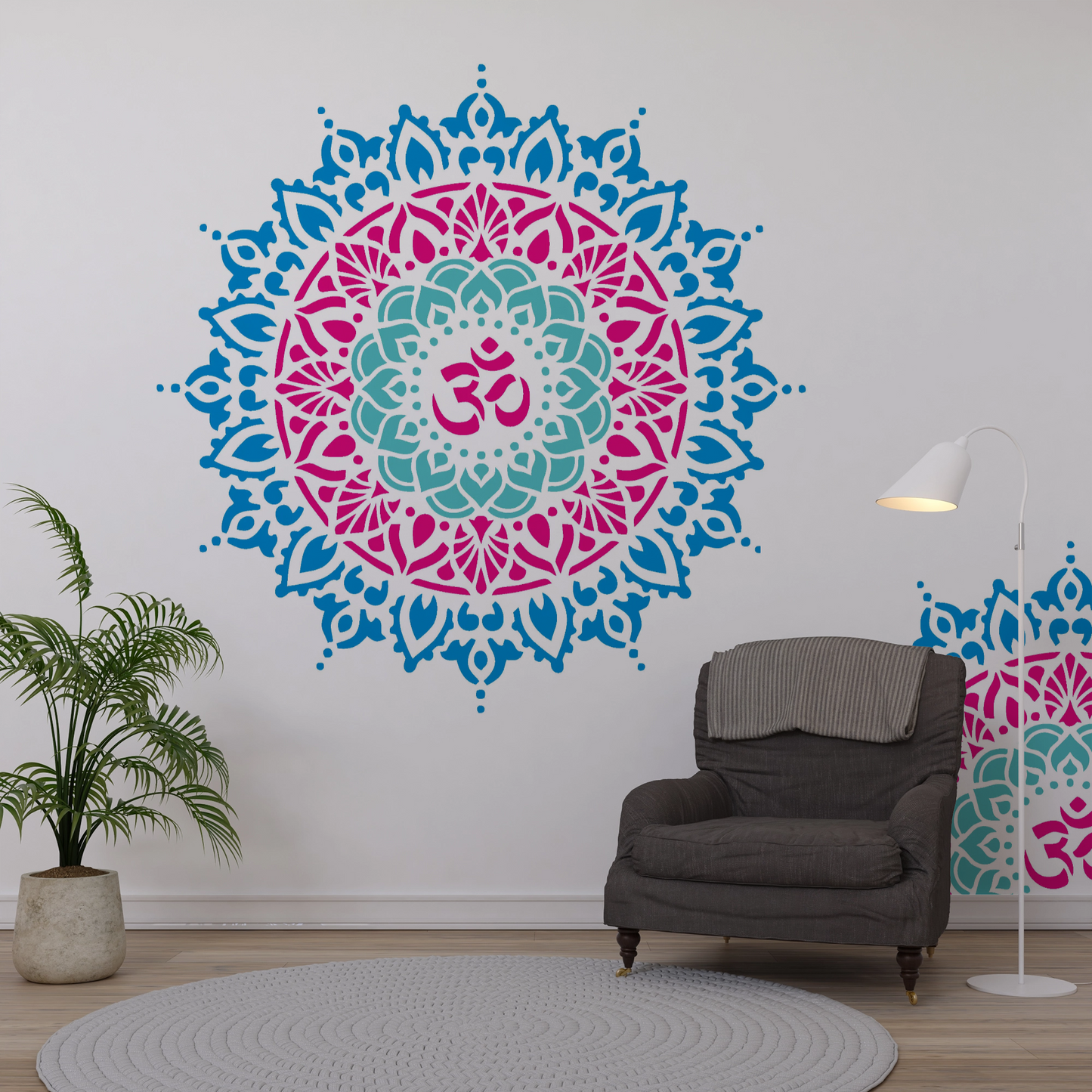 MaxxxMart - Om Mandala theme Wall Stencil(Inches)