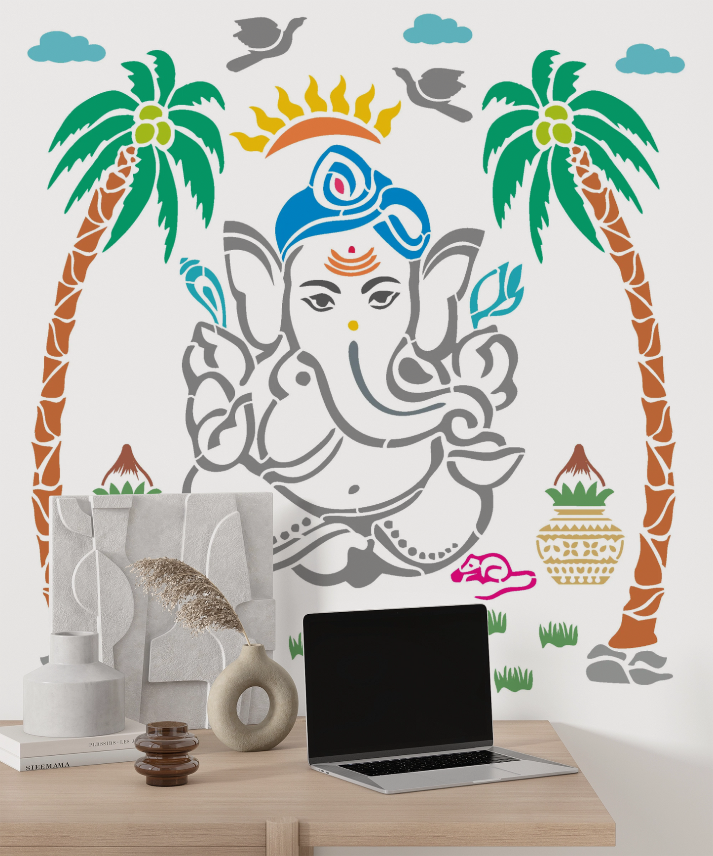 MaxxxMart - God Ganesha Wall Stencil(Inches)