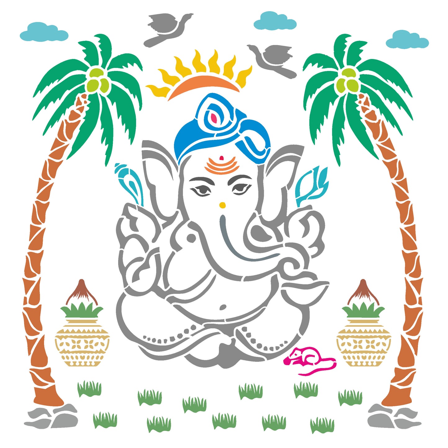 MaxxxMart - God Ganesha Wall Stencil(Inches)