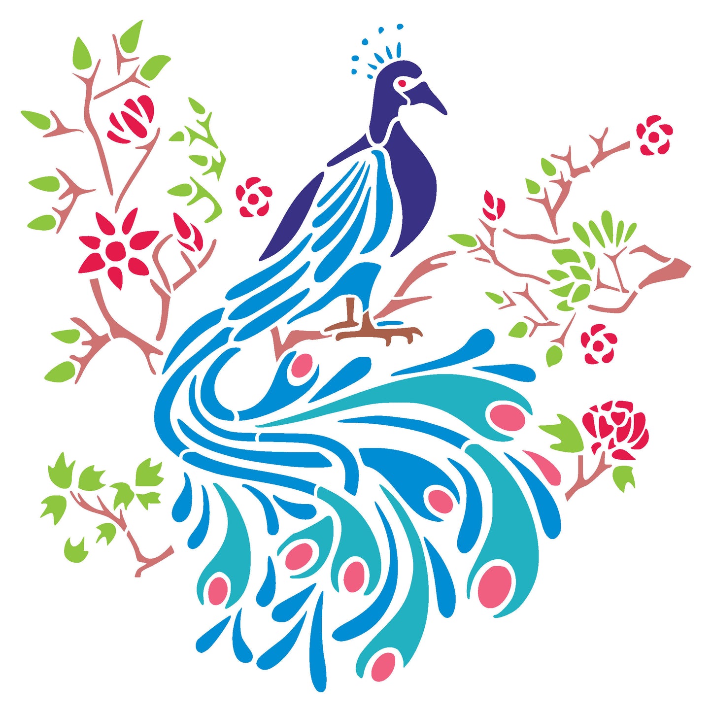 MaxxxMart - Birds And Peacock Theme Wall Stencil(Inches)