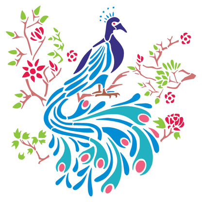 MaxxxMart - Birds And Peacock Theme Wall Stencil(Inches)