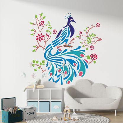 MaxxxMart - Birds And Peacock Theme Wall Stencil(Inches)