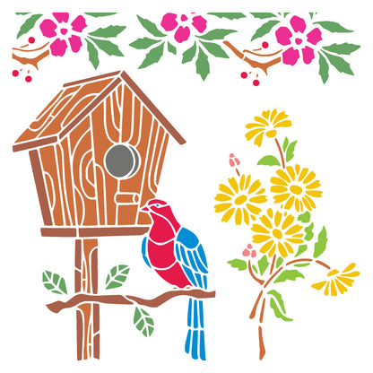 MaxxxMart - Birds And Peacock Theme Wall Stencil(Inches)