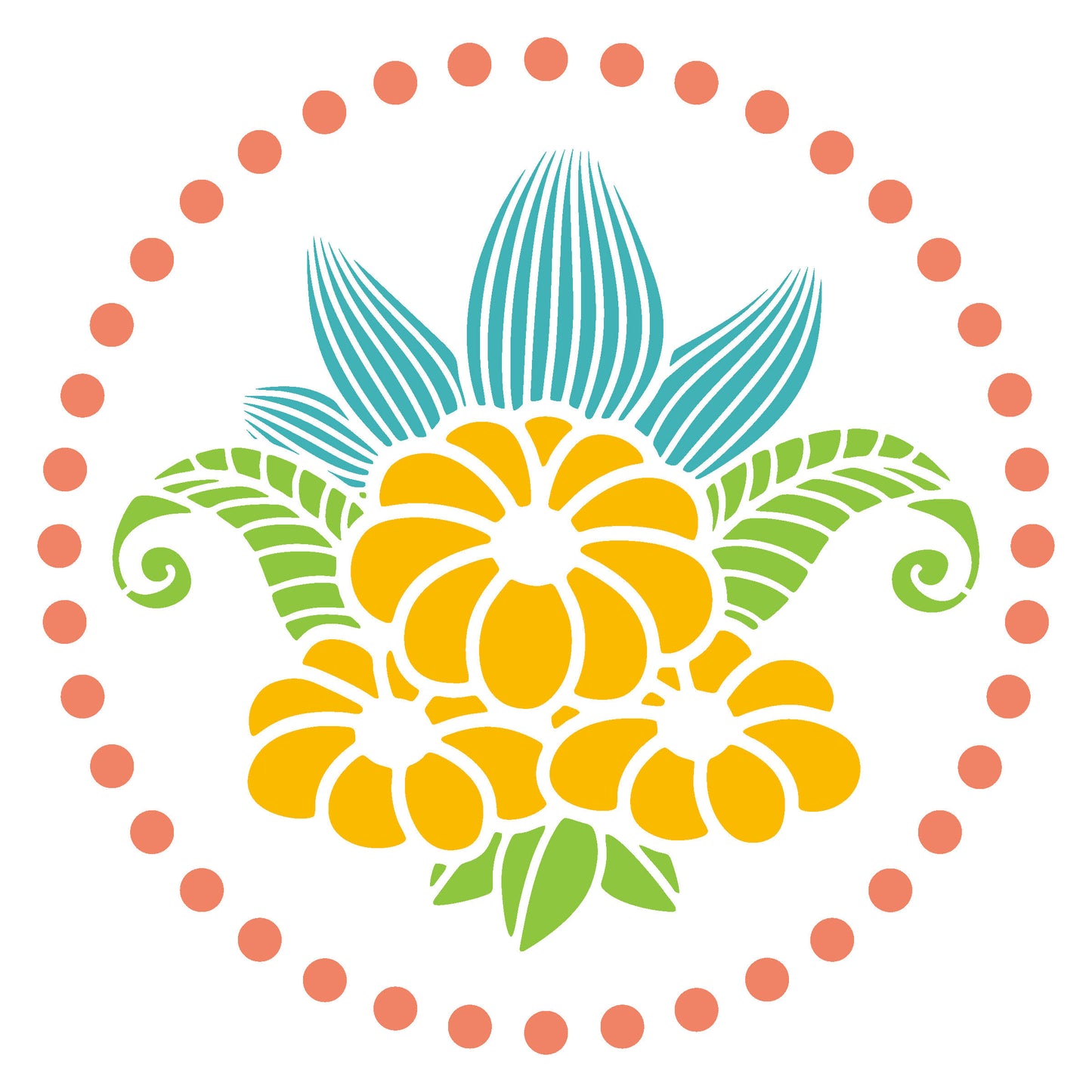 MaxxxMart - Floral Mandala Theme Wall Stencil( Inches)