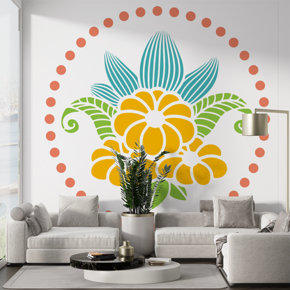 MaxxxMart - Floral Mandala Theme Wall Stencil( Inches)