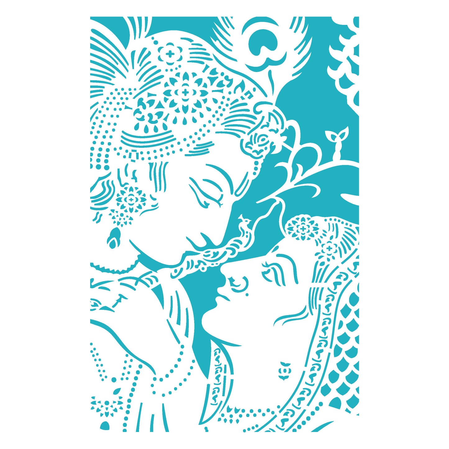 MaxxxMart - Lord Krishna And Radha Wall Stencil (Inches)
