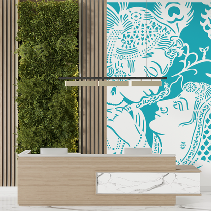 MaxxxMart - Lord Krishna And Radha Wall Stencil (Inches)