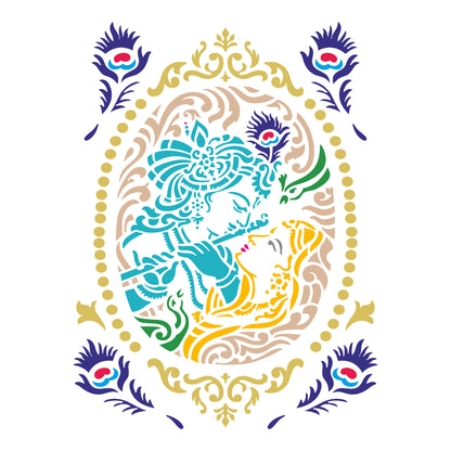 MaxxxMart - Lord Krishna And Radha Wall Stencil (Inches)