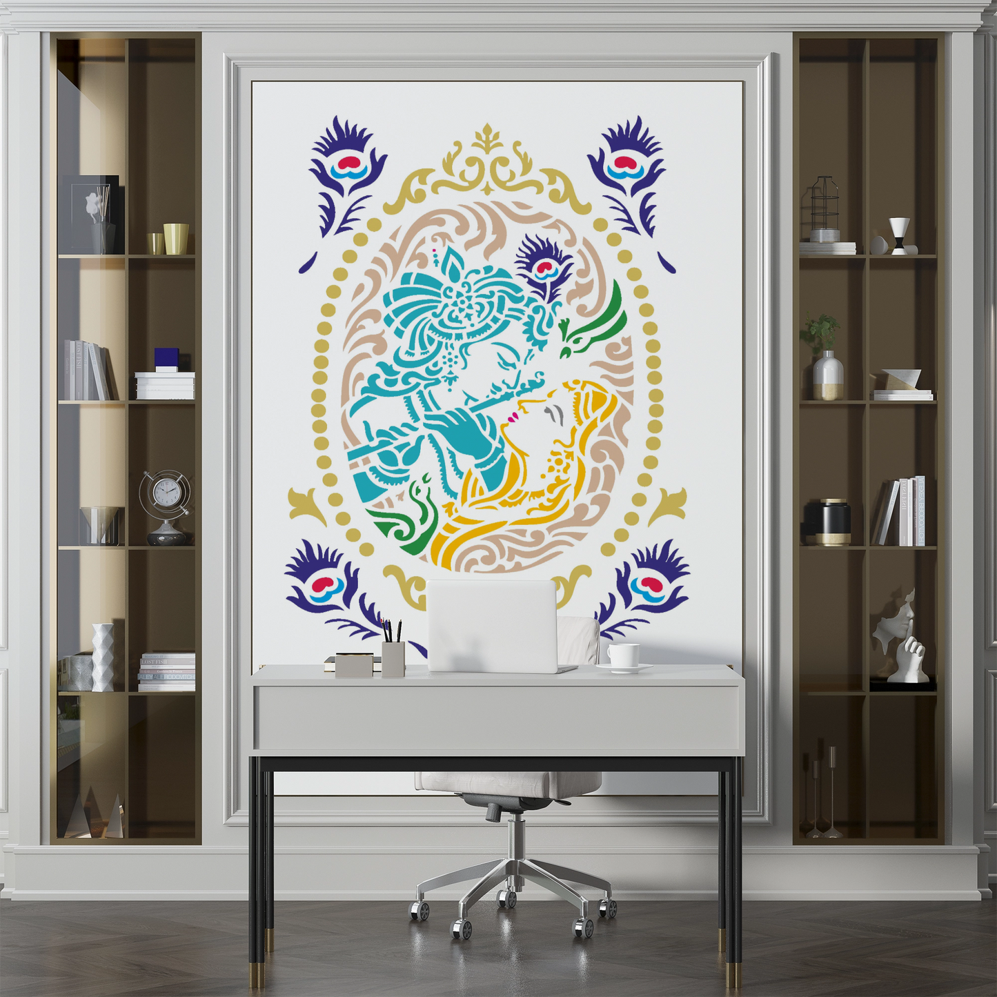 MaxxxMart - Lord Krishna And Radha Wall Stencil (Inches)