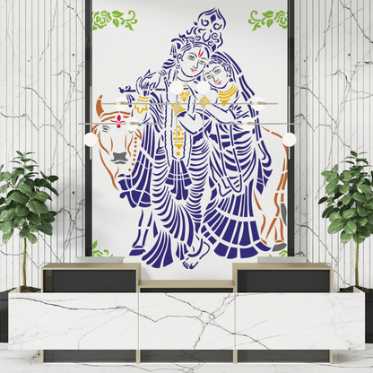 MaxxxMart - Lord Krishna And Radha Wall Stencil (Inches)
