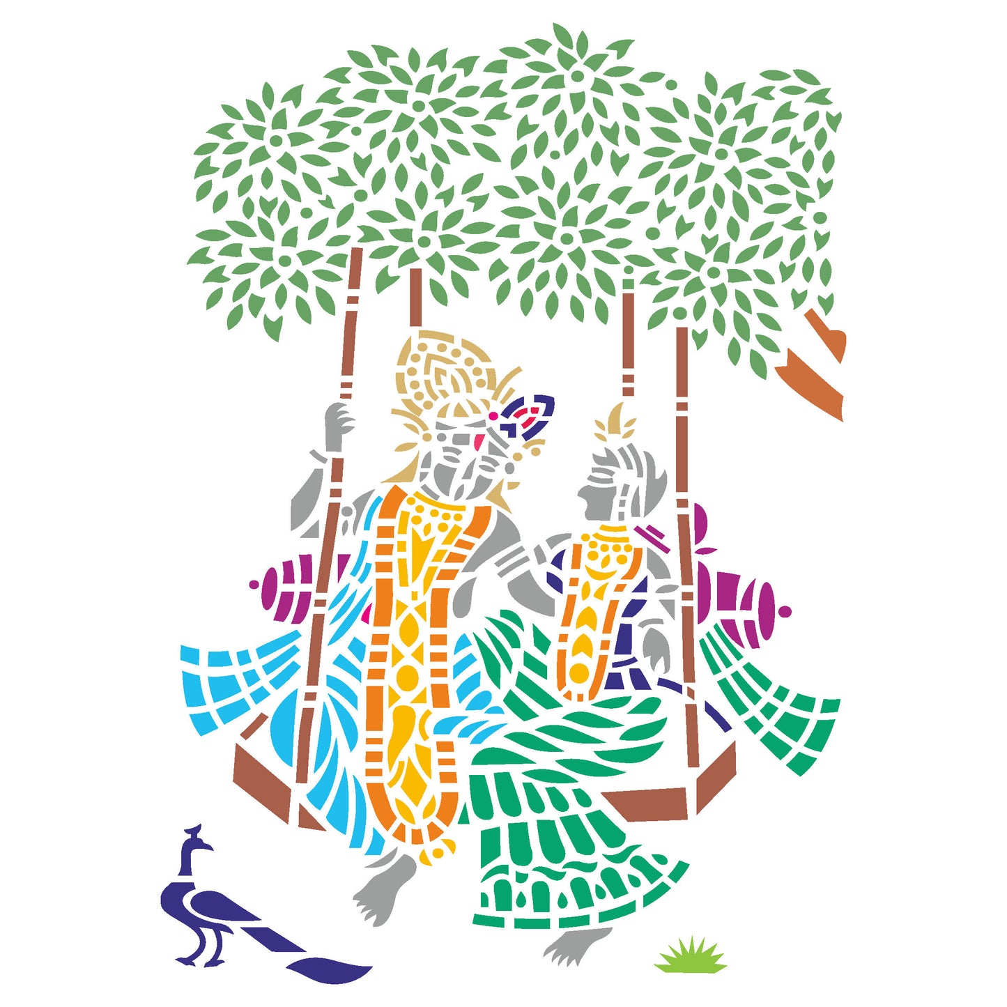 MaxxxMart - Lord Krishna And Radha Wall Stencil (Inches)