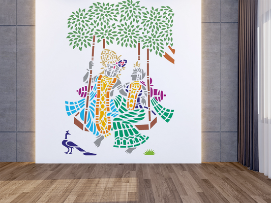 MaxxxMart - Lord Krishna And Radha Wall Stencil (Inches)