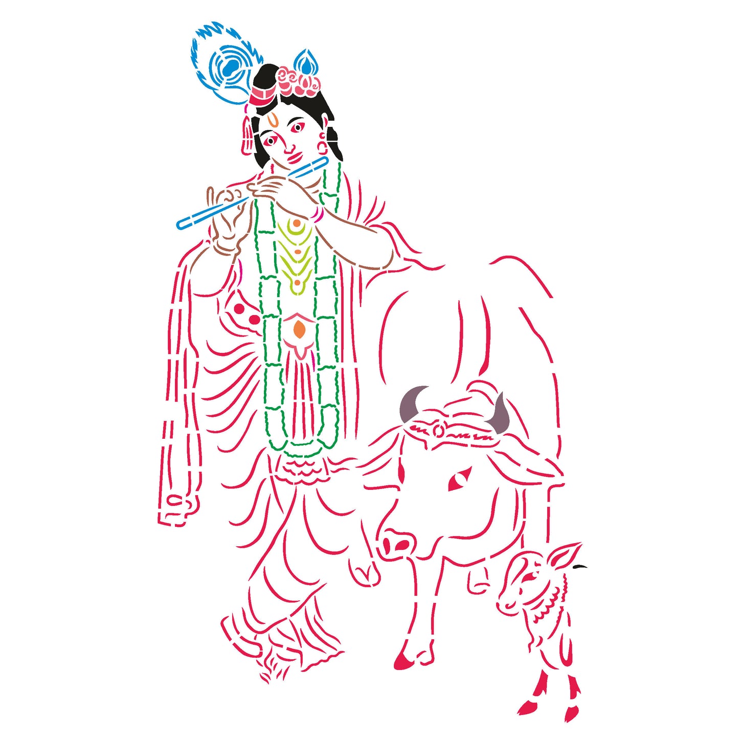 MaxxxMart - Lord Krishna Wall Stencil (Inches)