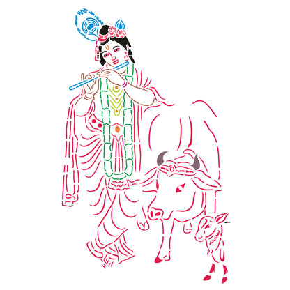 MaxxxMart - Lord Krishna Wall Stencil (Inches)