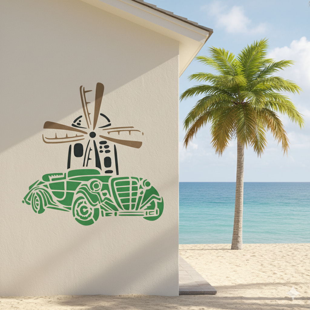 MaxxxMart-Beach Theme Wall Stencil (Inches)