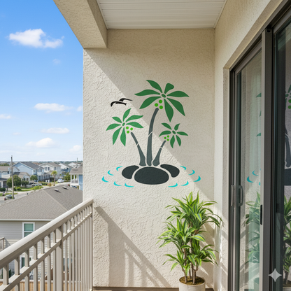 MaxxxMart-Beach Theme Wall Stencil (Inches)