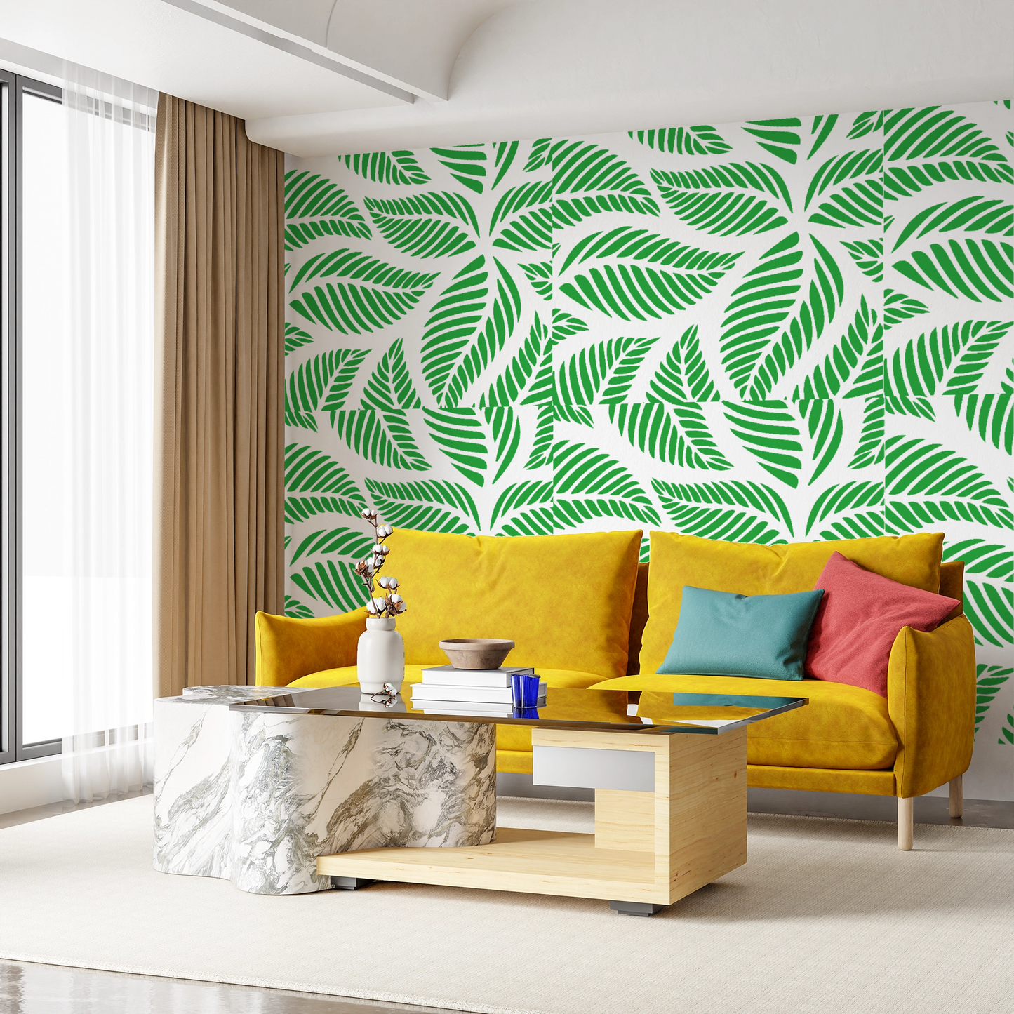 MaxxxMart - Leaves Wall Stencil(Inches)