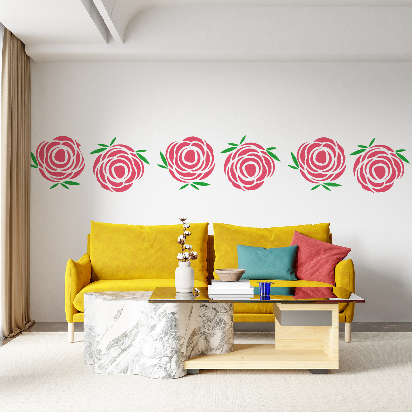 MaxxxMart-Flower Wall Stencil(Inches)