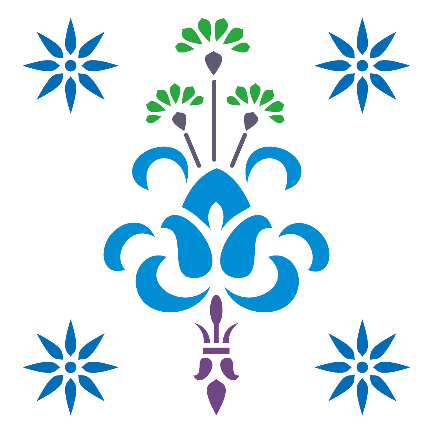 MaxxMart-Damask Pattern Wall Stencil (Inches)