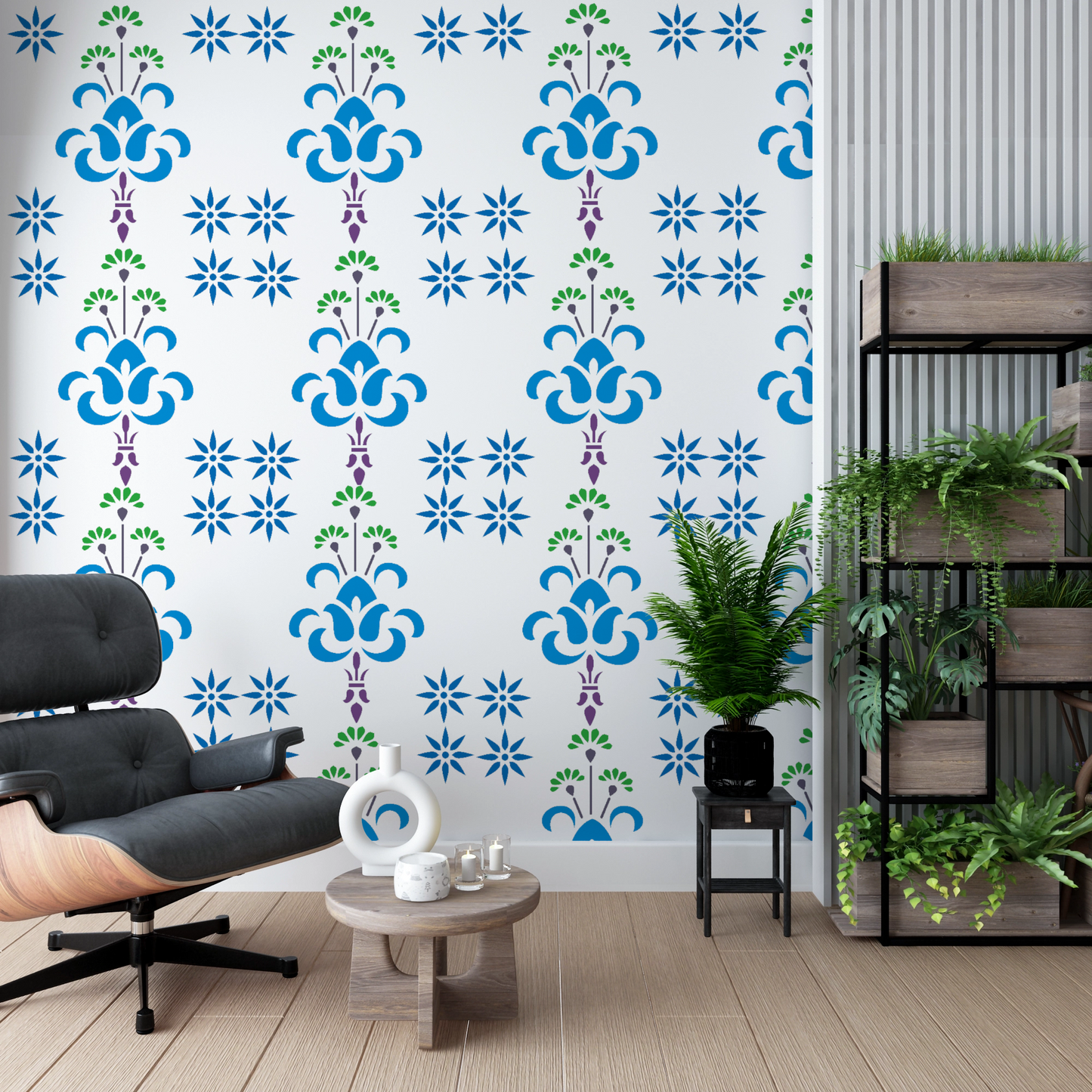 MaxxMart-Damask Pattern Wall Stencil (Inches)