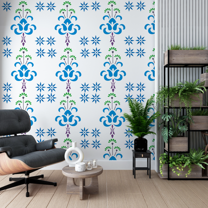 MaxxMart-Damask Pattern Wall Stencil (Inches)