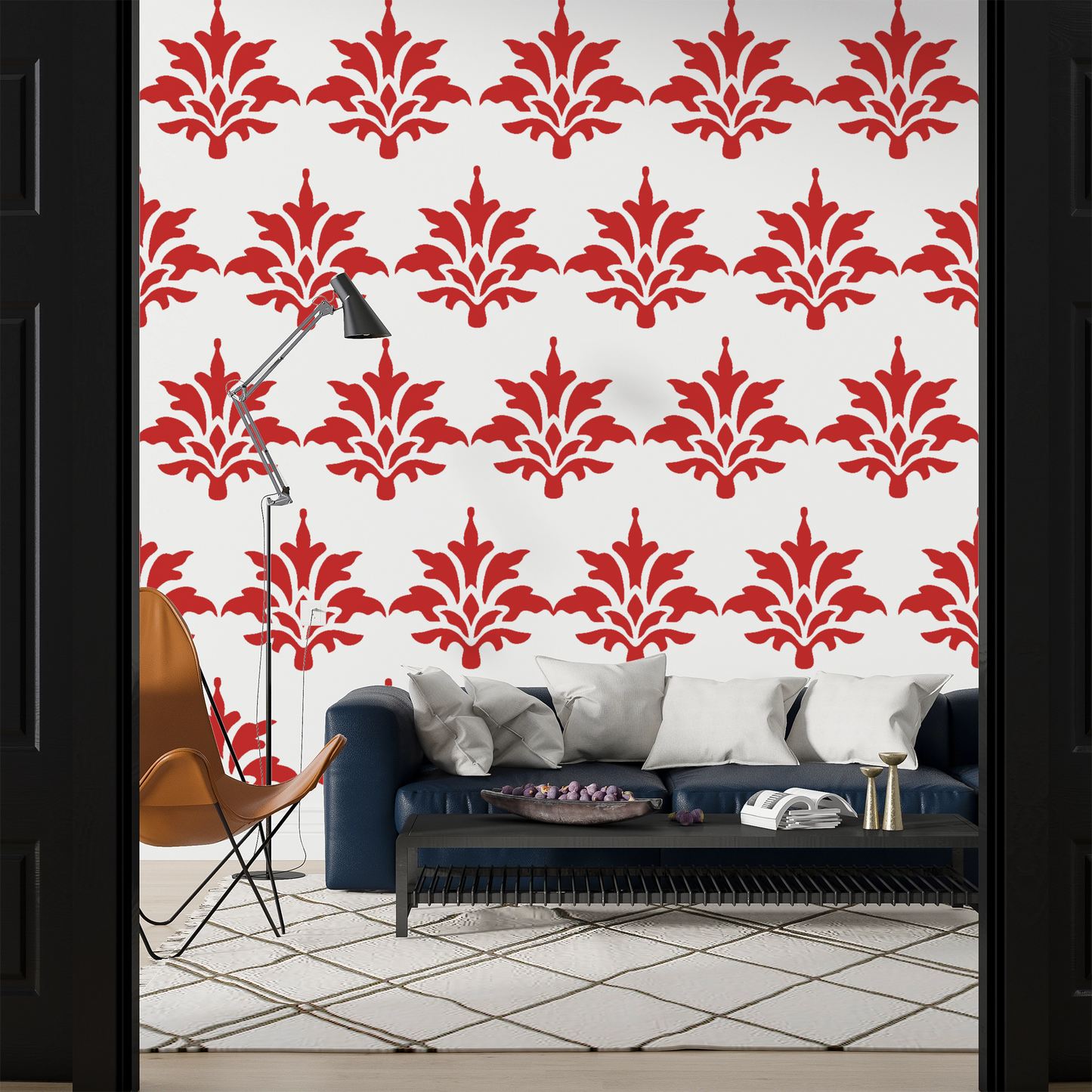 MaxxMart-Damask Pattern Wall Stencil (Inches)