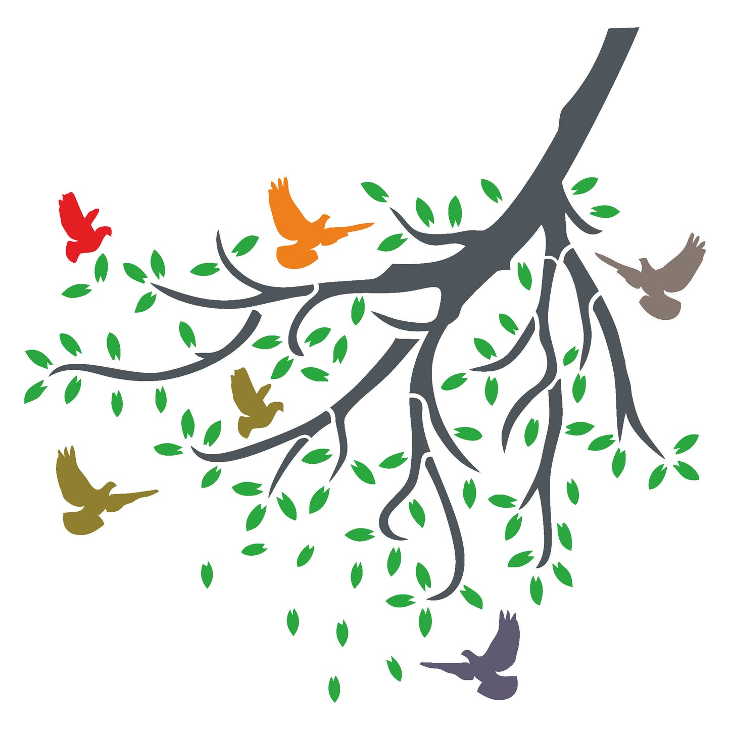 MaxxMart-Trees And Branches  Wall Stencil-6 (Inches)