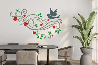 MaxxMart-Floral Pattern Wall Stencil (Inches)