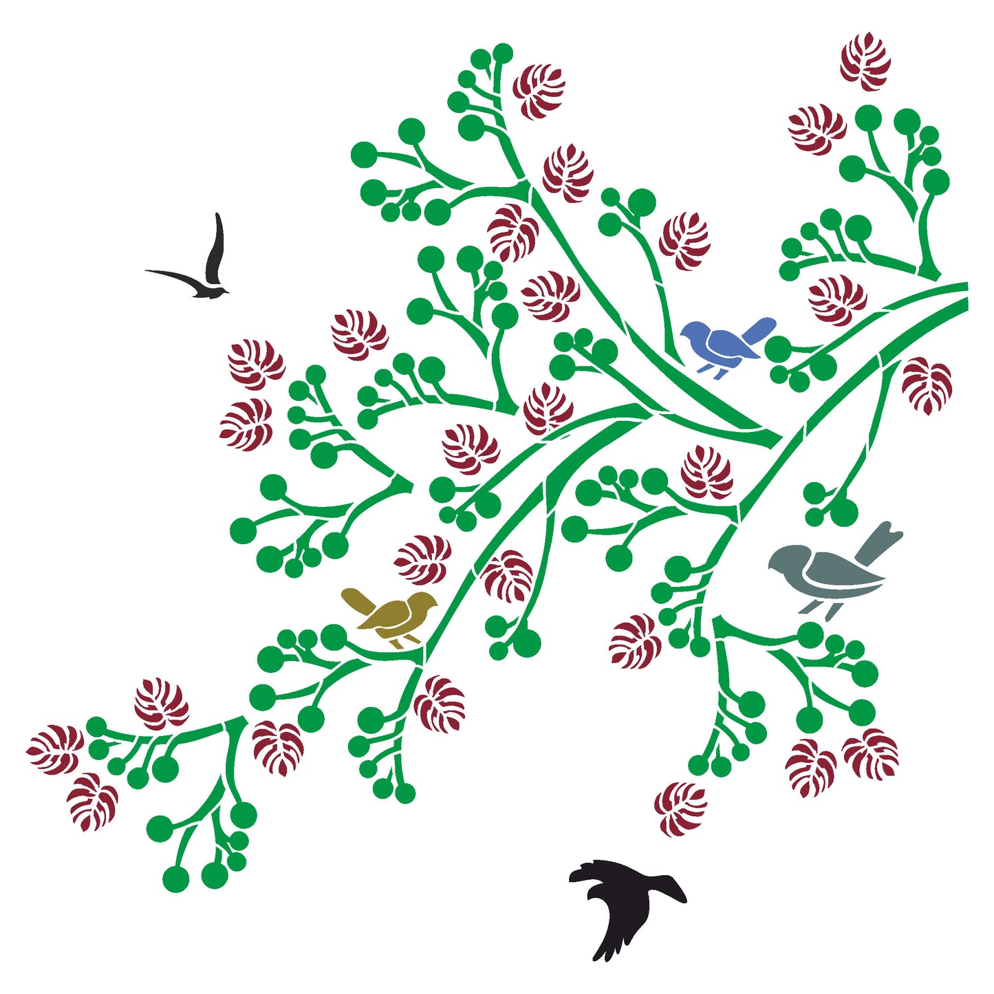 MaxxMart-Trees And Branches  Wall Stencil-6 (Inches)