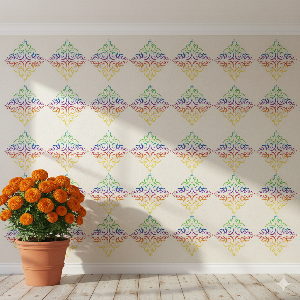 MaxxxMart -Tiles Pattern Wall Stencil (Inches)