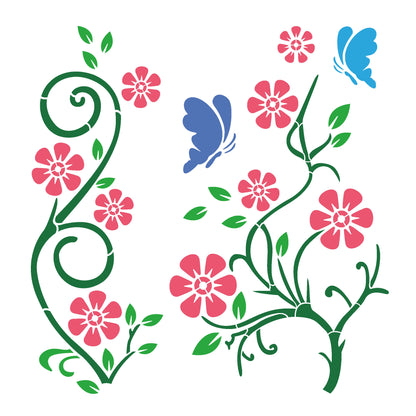 MaxxMart-Floral Pattern Wall Stencil (Inches)