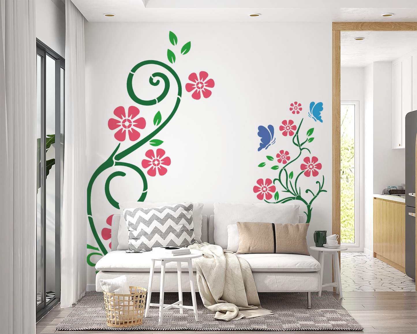 MaxxMart-Floral Pattern Wall Stencil (Inches)