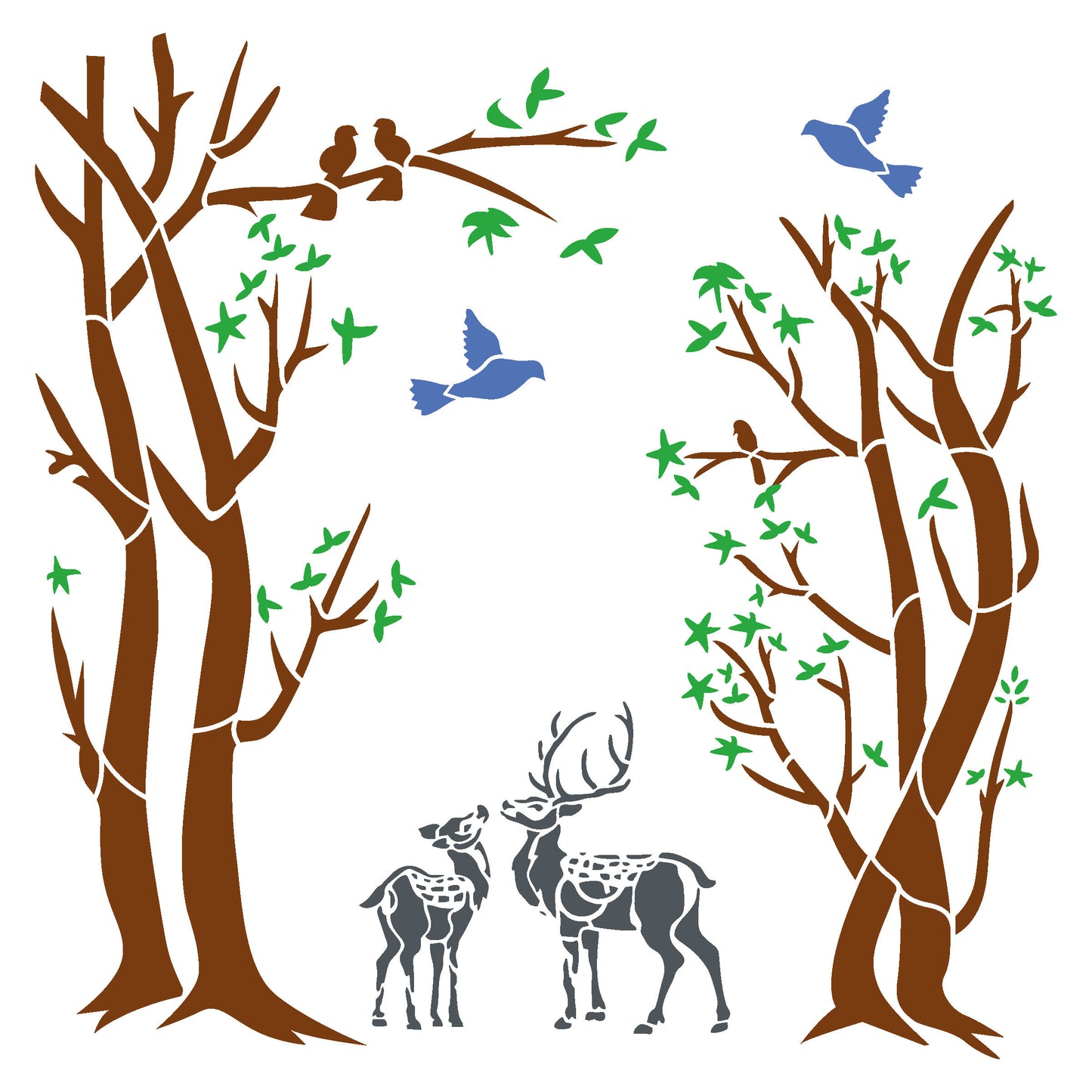 MaxxMart-Trees And Branches Wall Stencil (Inches)