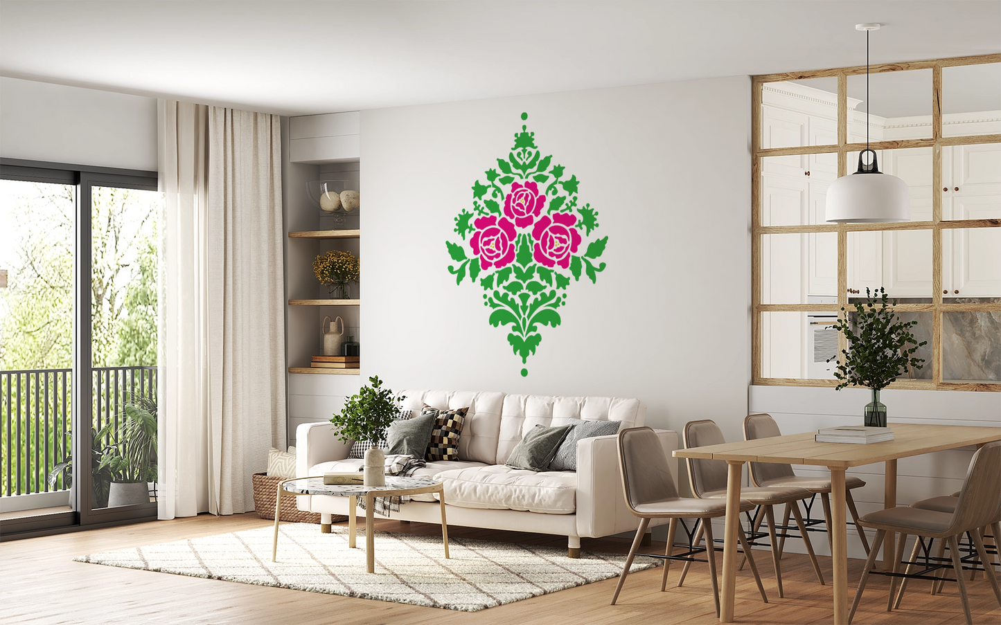 MaxxMart-Damask Pattern Wall Stencil (Inches)