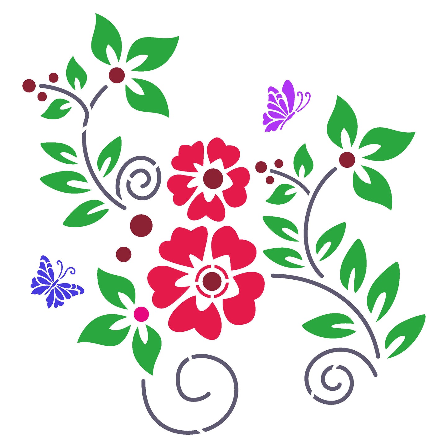 MaxxMart-Floral Pattern Wall Stencil (Inches)