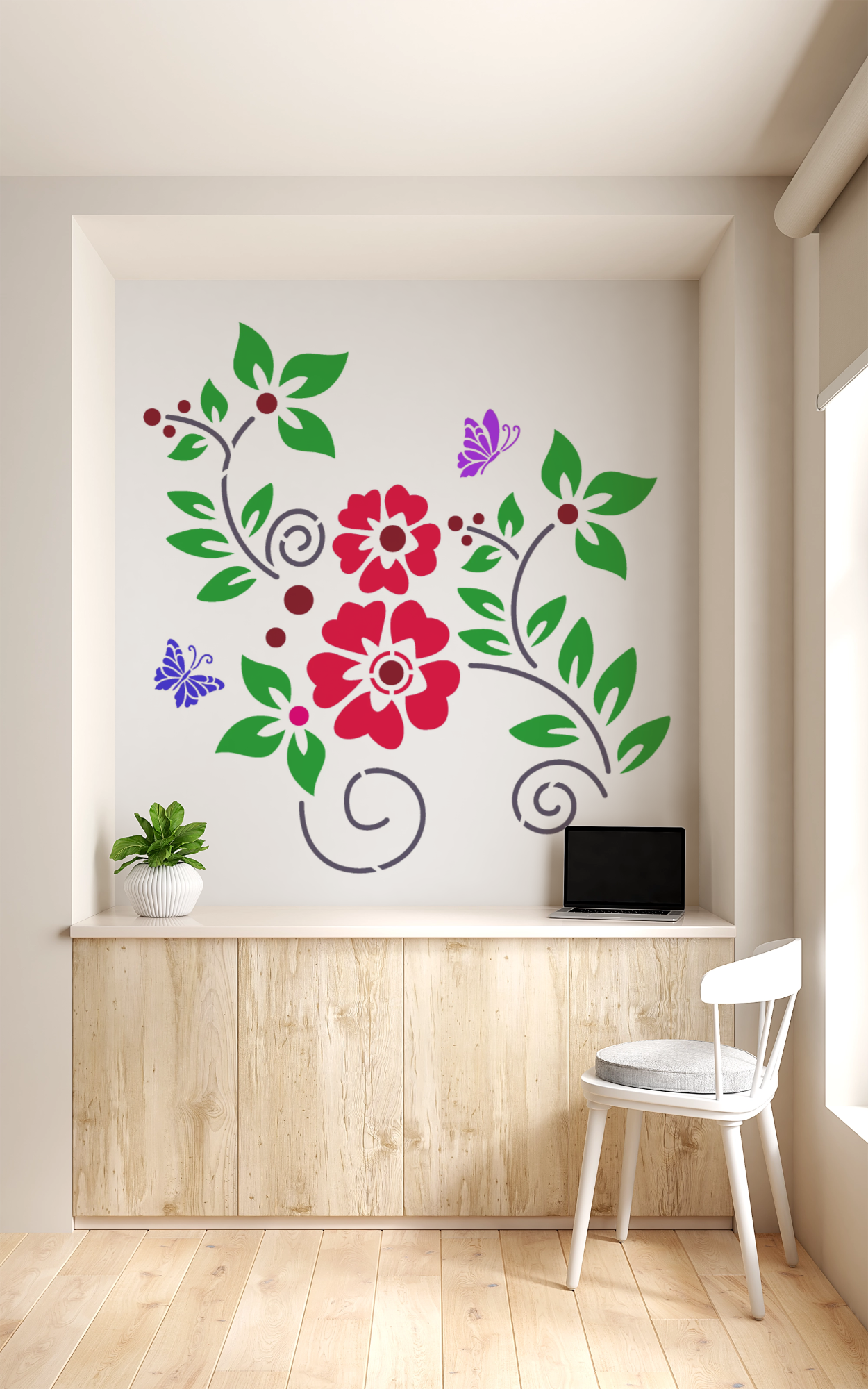 MaxxMart-Floral Pattern Wall Stencil (Inches)