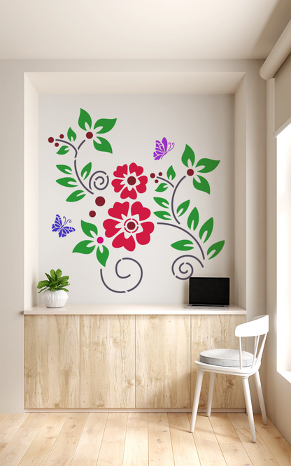 MaxxMart-Floral Pattern Wall Stencil (Inches)